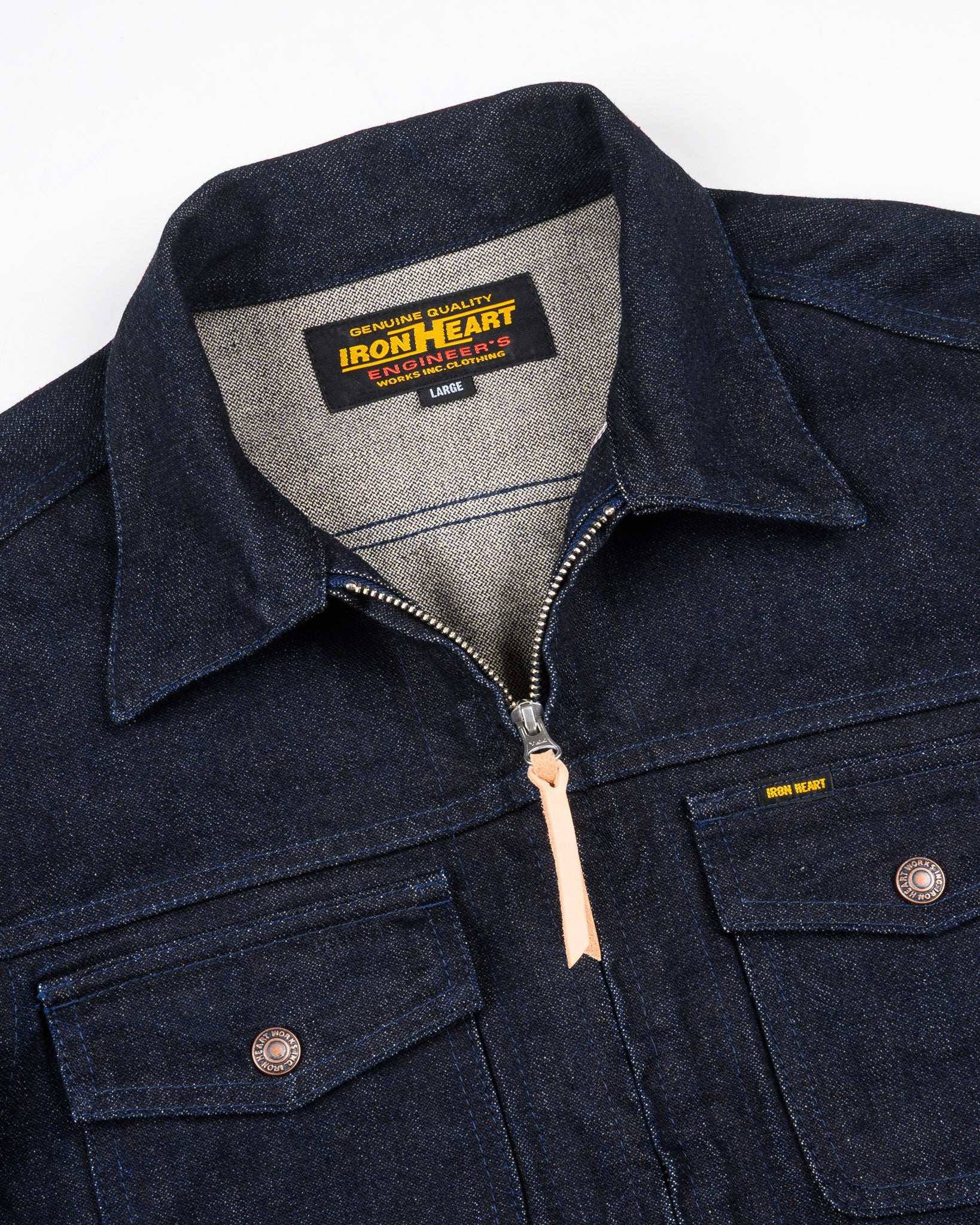 IHJ-122-IND 14oz BROKEN TWILL SELVEDGE DENIM WORK JACKET - INDIGO
