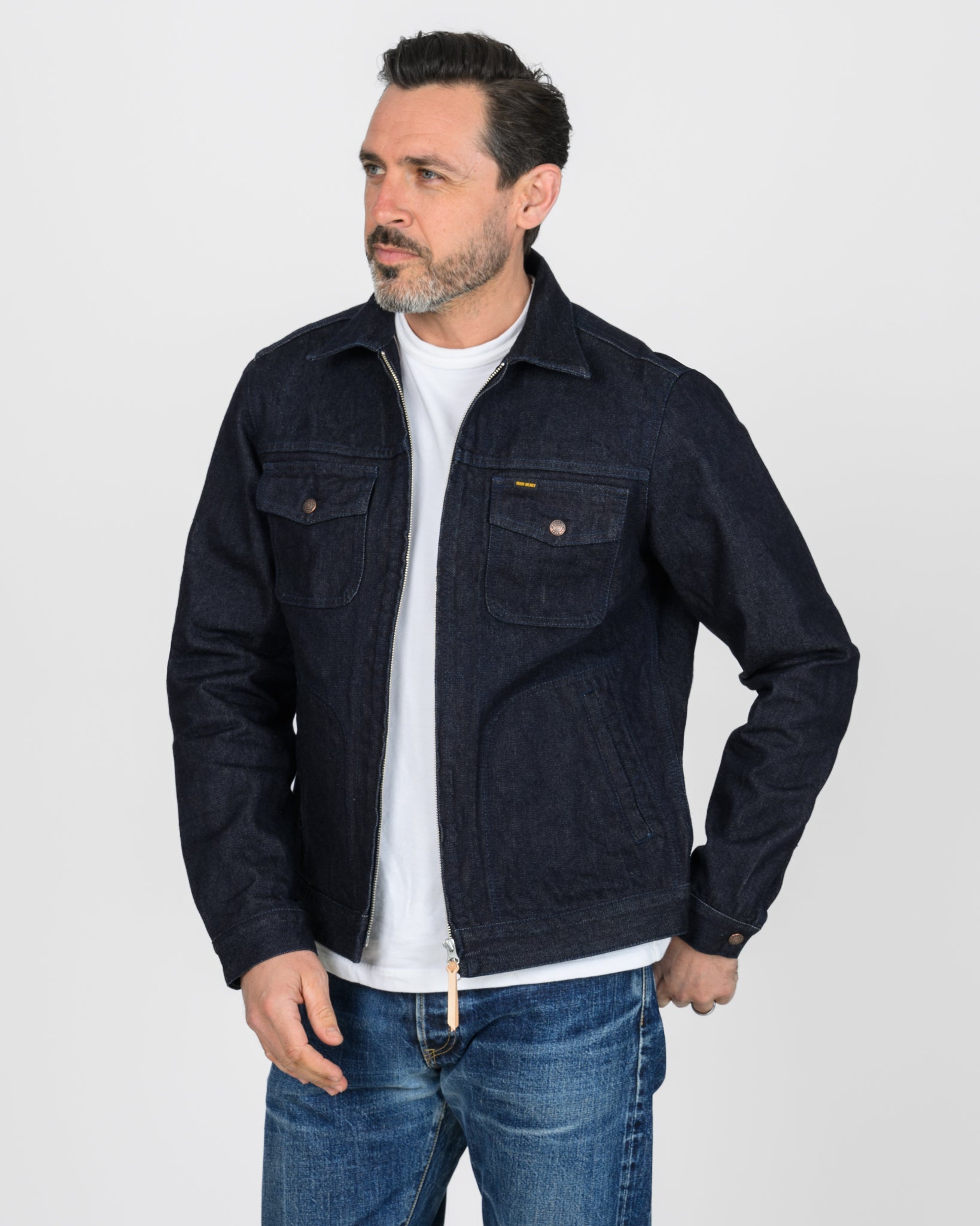 IHJ-122-IND 14oz BROKEN TWILL SELVEDGE DENIM WORK JACKET - INDIGO