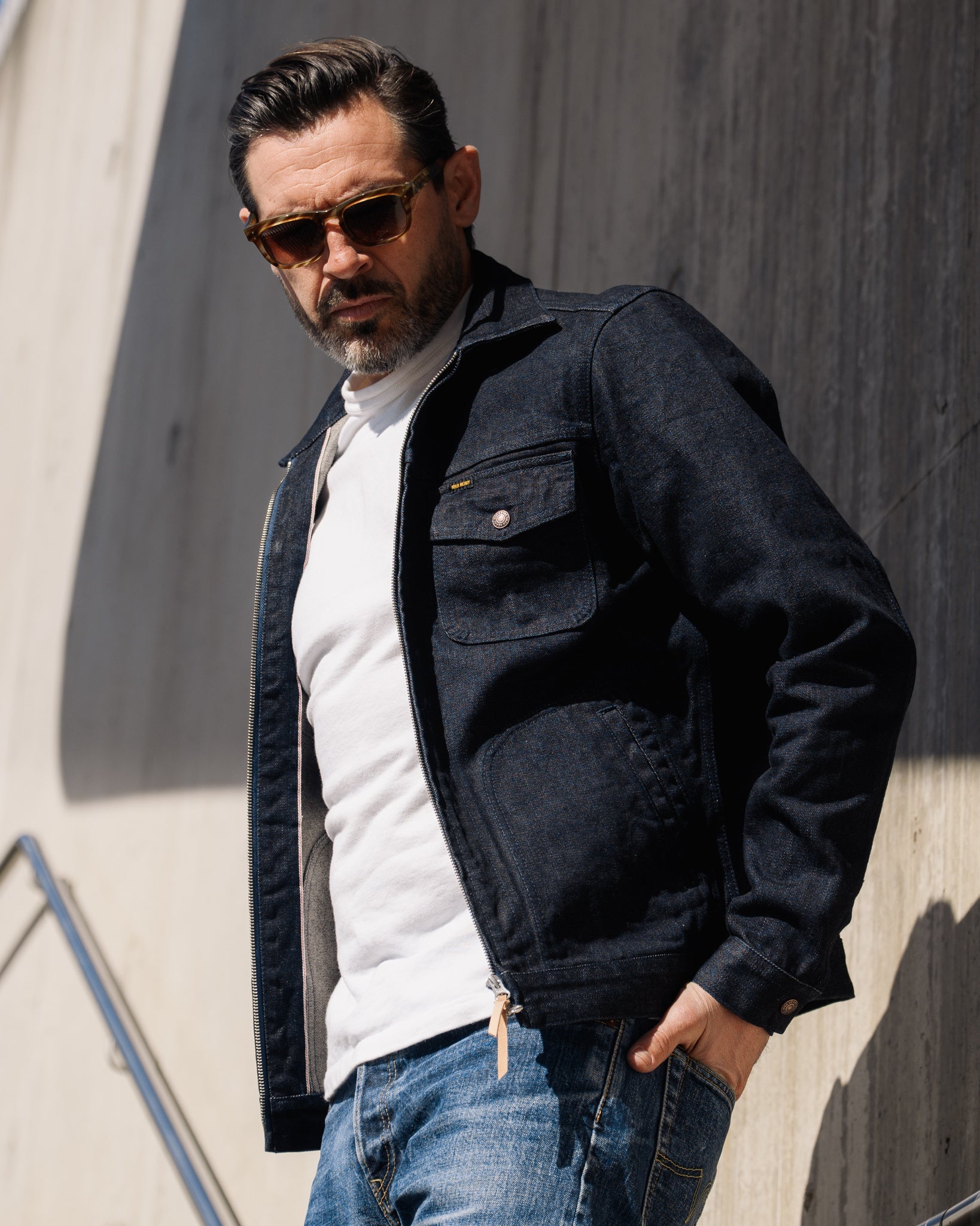 IHJ-122-IND 14oz BROKEN TWILL SELVEDGE DENIM WORK JACKET - INDIGO