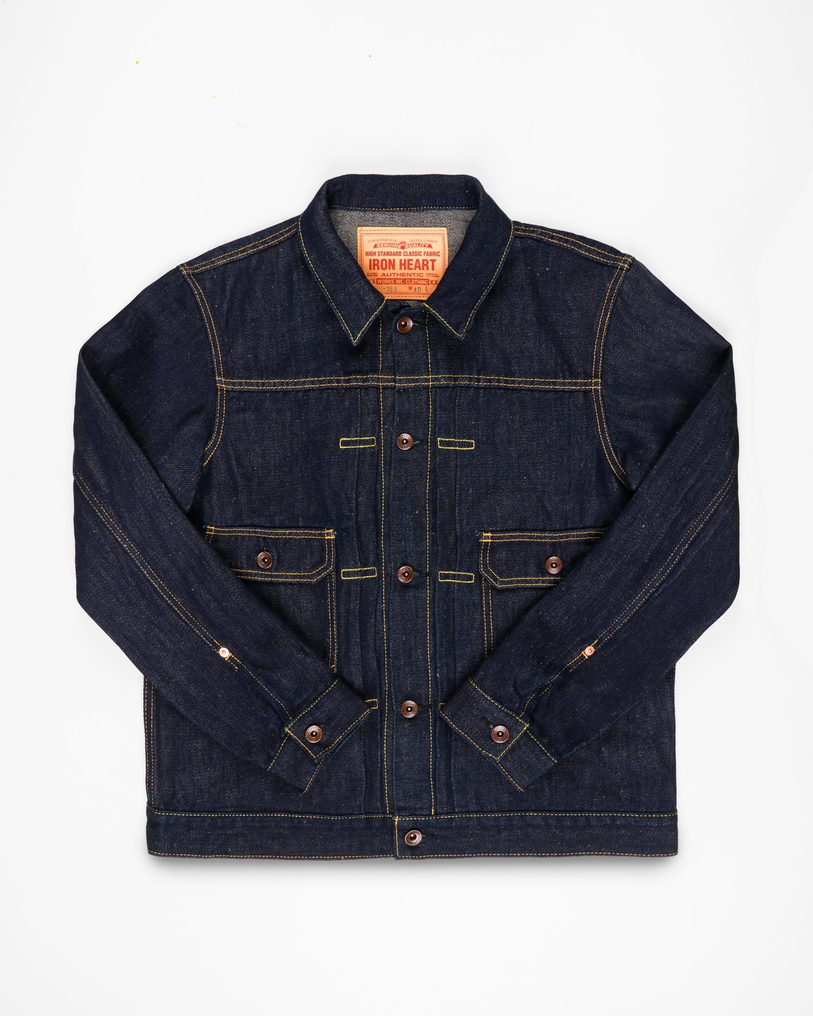 IHJ-163-IND 14oz COTTON/LINEN DENIM TYPE II JACKET - INDIGO