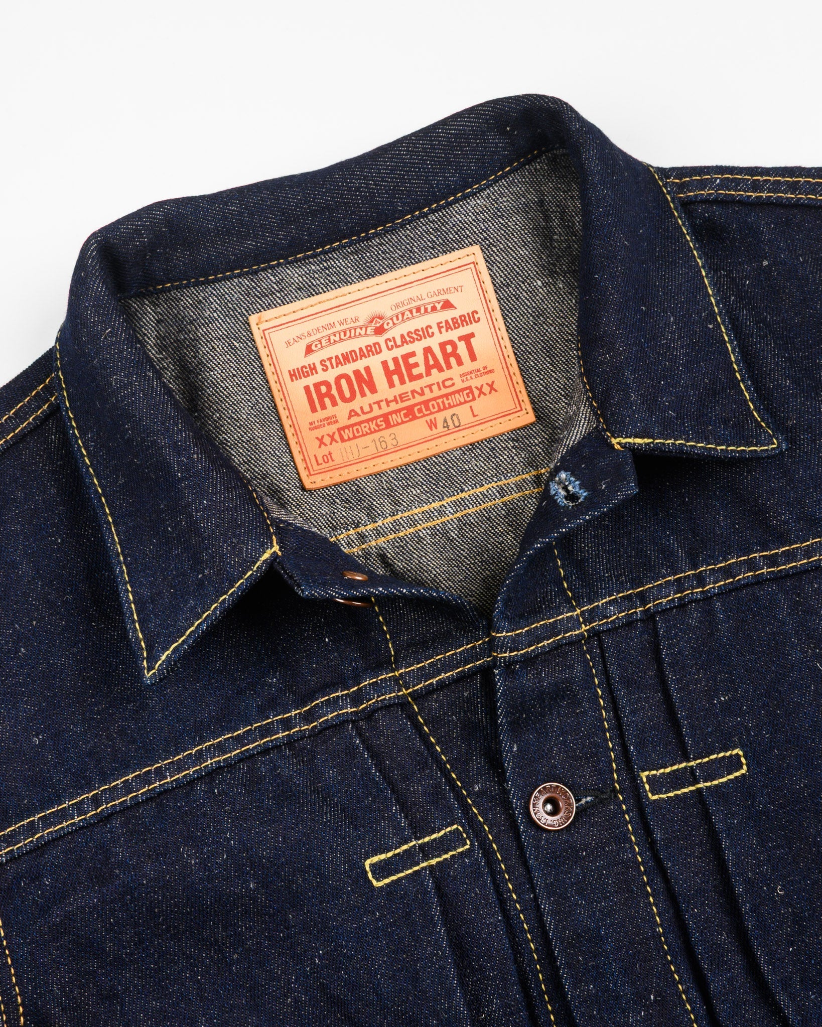 IHJ-163-IND 14oz COTTON/LINEN DENIM TYPE II JACKET - INDIGO