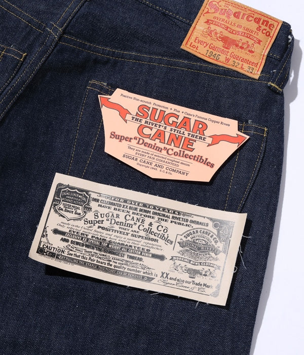 SC49007 SUGAR CANE SUPER “DENIM COLLECTIBLES #07 13.5OZ. BLUE DENIM WAIST OVERALLS “1946 MODE - INDIGO