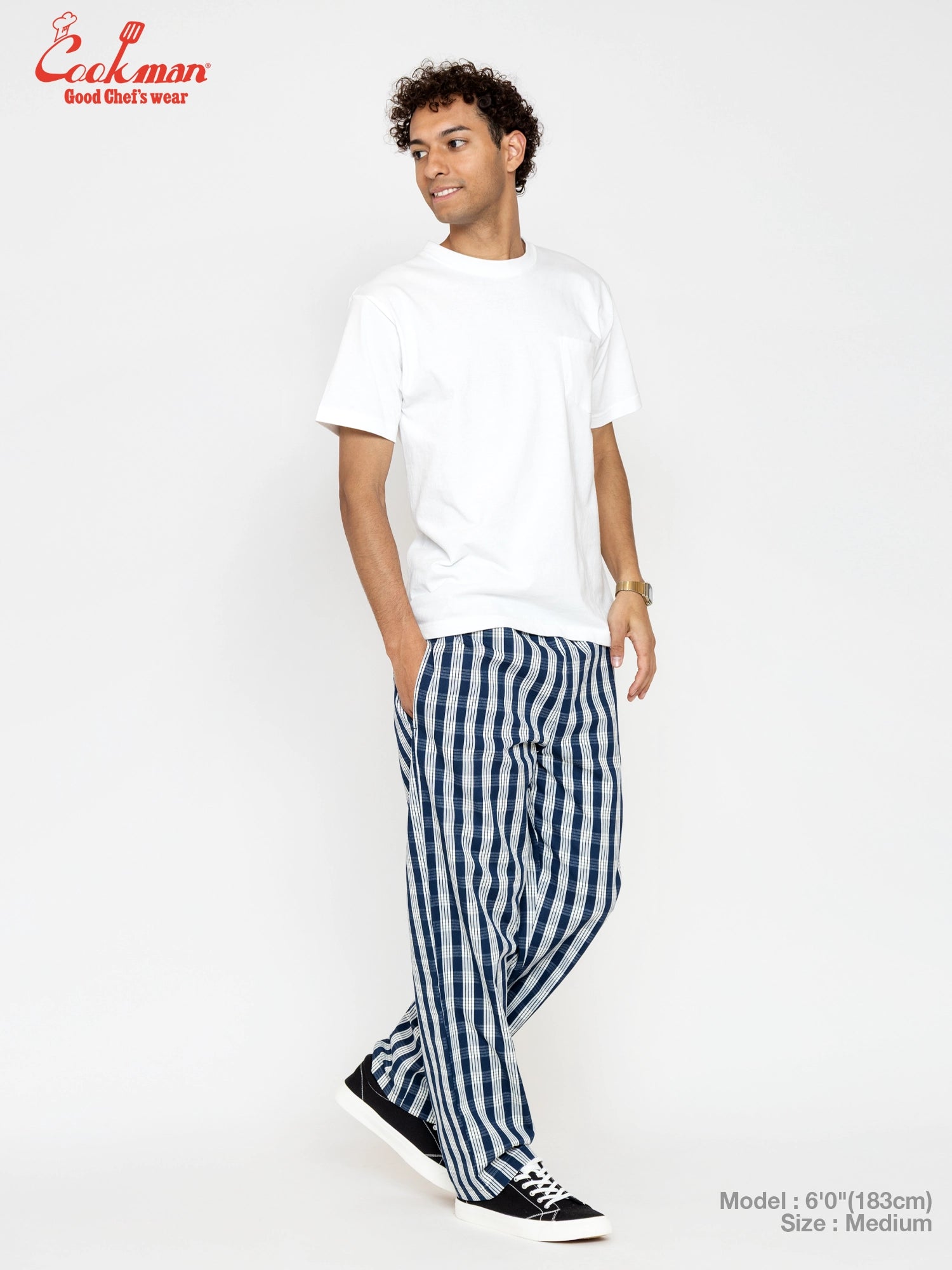 CHEF PANTS SEMIWIDE PALAKA CHECK - NAVY
