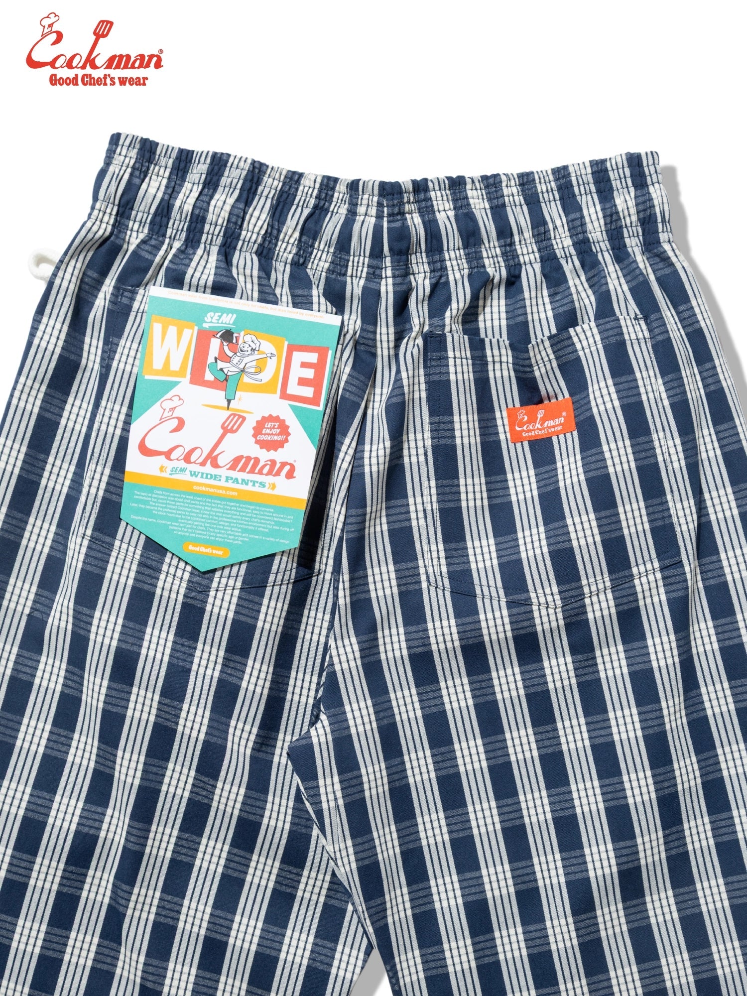CHEF PANTS SEMIWIDE PALAKA CHECK - NAVY