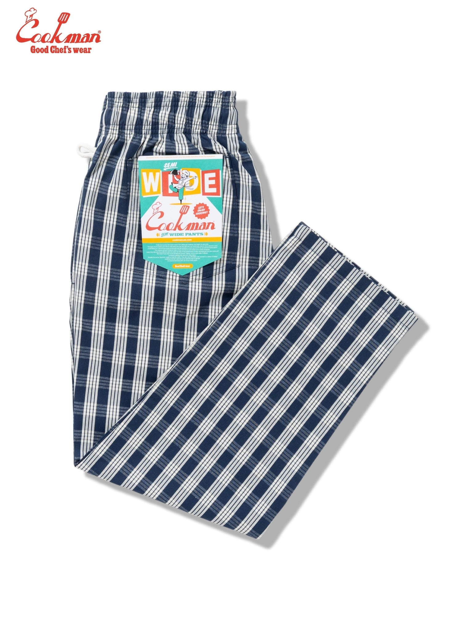 CHEF PANTS SEMIWIDE PALAKA CHECK - NAVY