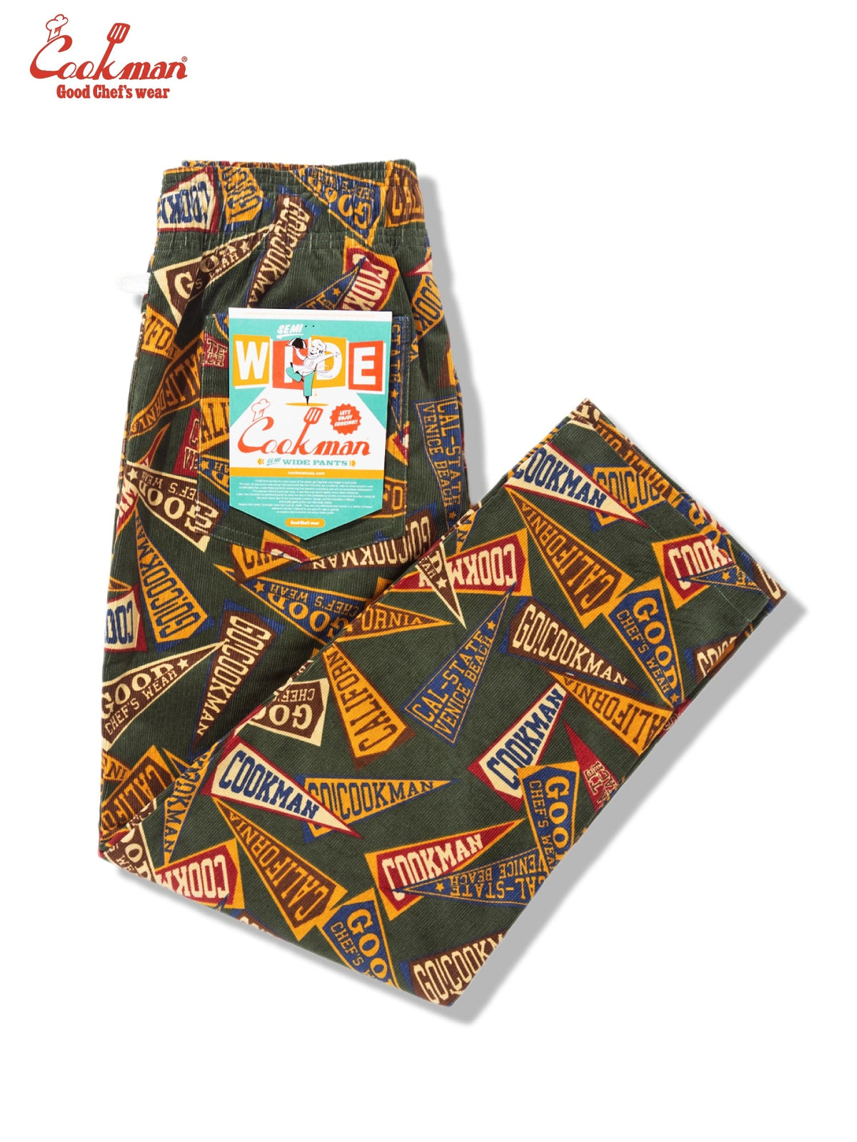 CHEF PANTS SEMIWIDE CORDUROY - PENNANT GREEN