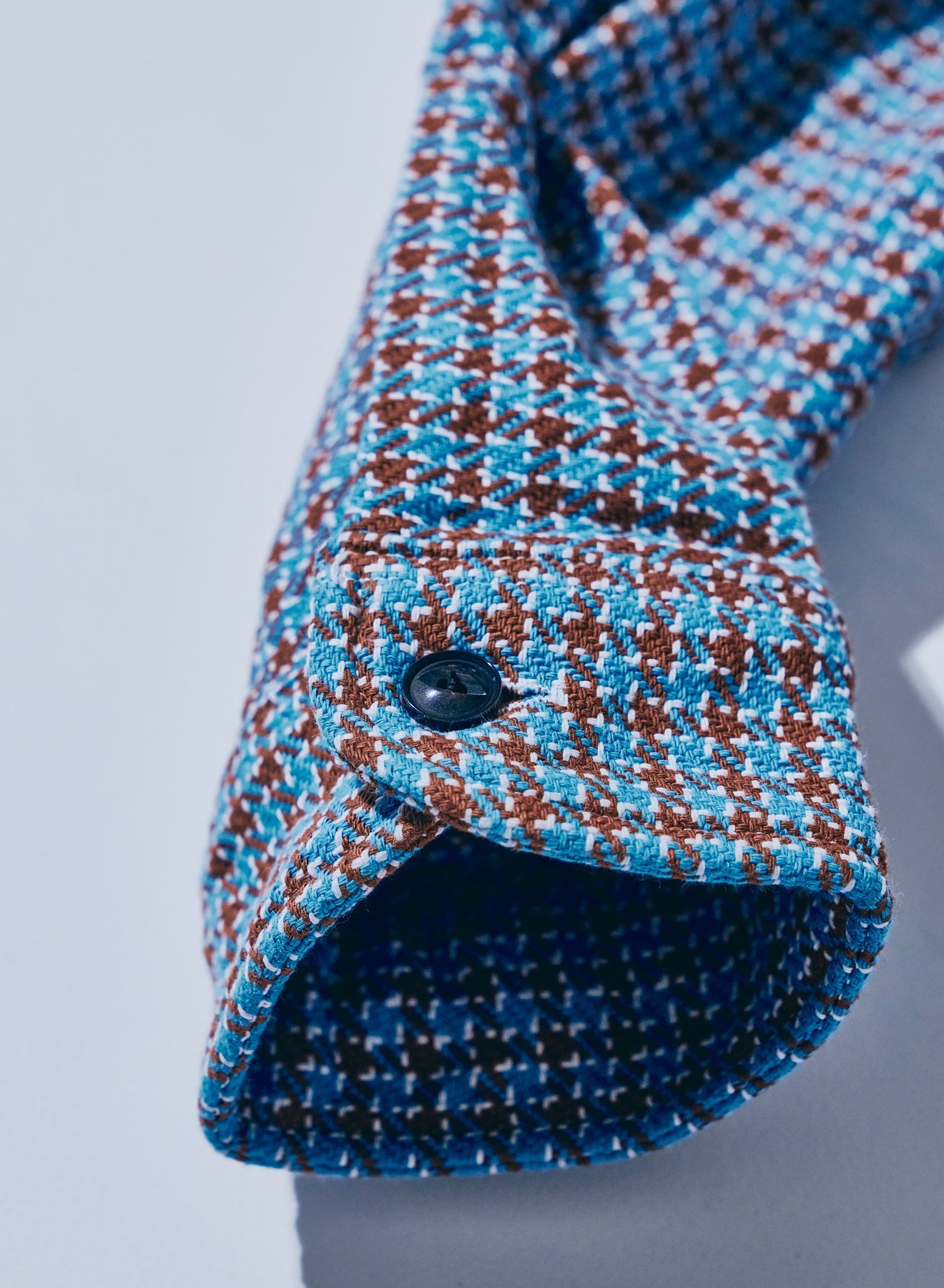 SIN25-02 Cheese Indigo Heavy Flannel Work Shirt - LIGHT BLUE/BROWN