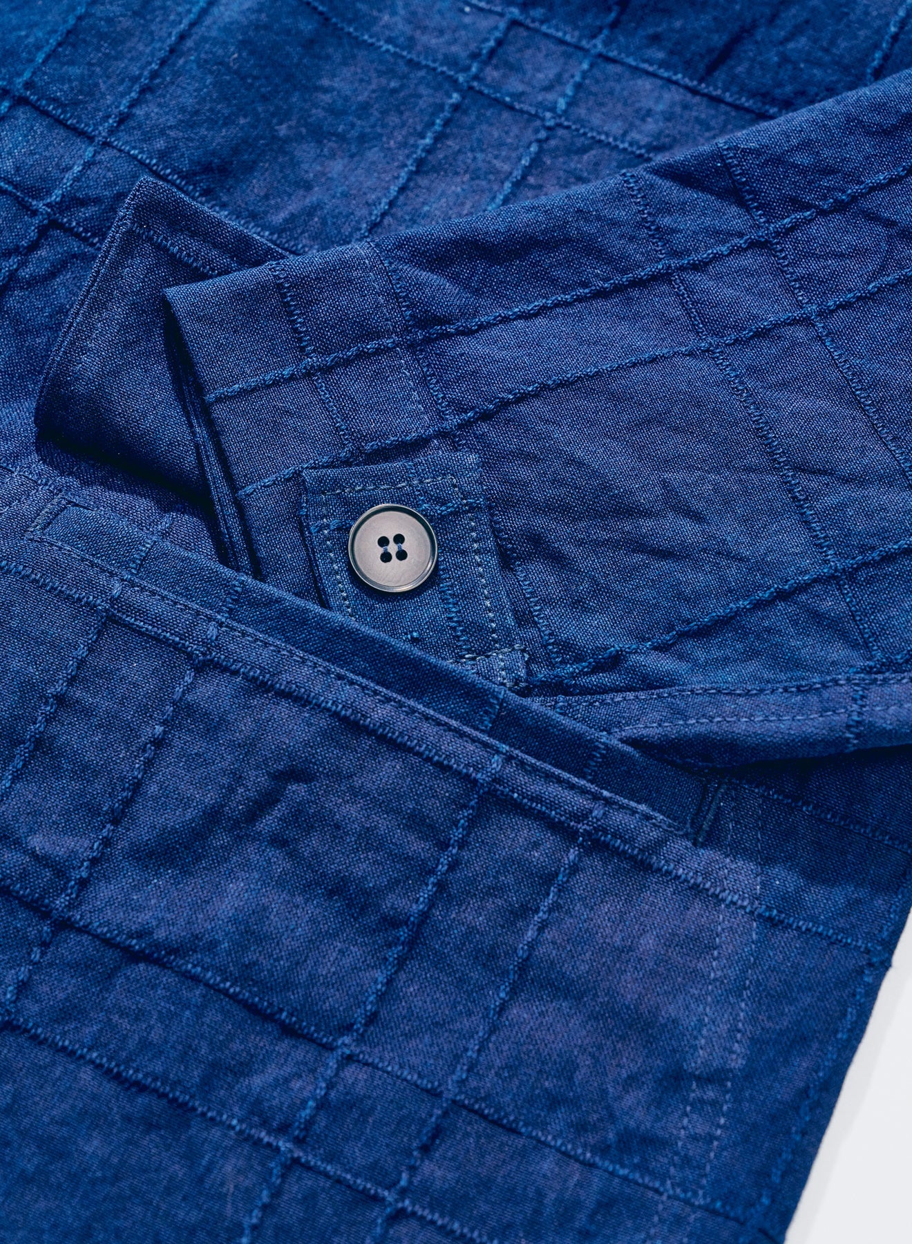SJSJK26-ARS (Indigo Sashiko Lattice Dobby Jacket) - BLUE
