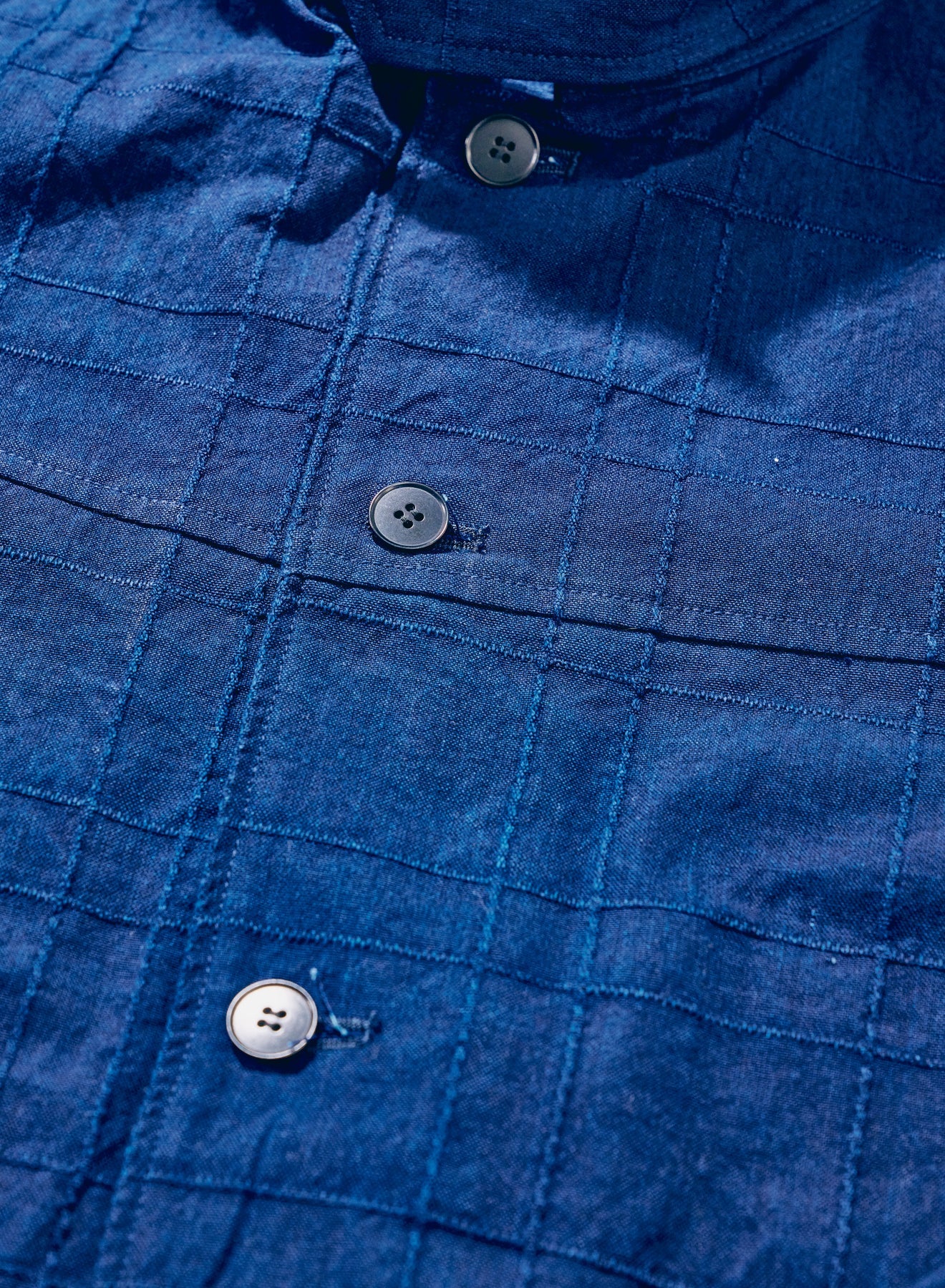 SJSJK26-ARS (Indigo Sashiko Lattice Dobby Jacket) - BLUE