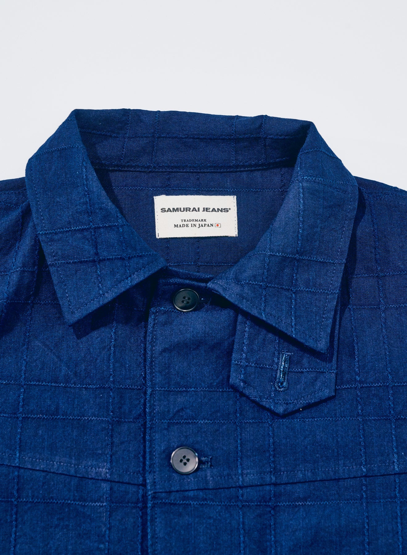 SJSJK26-ARS (Indigo Sashiko Lattice Dobby Jacket) - BLUE