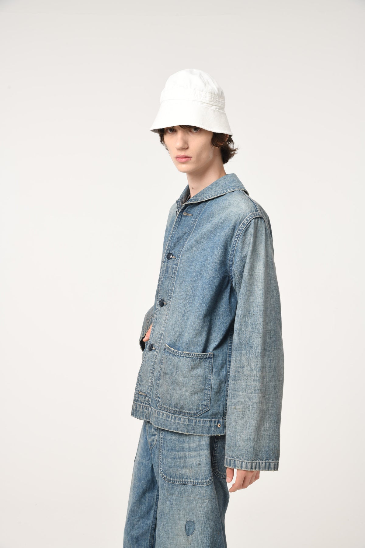 USN M43 DUNGAREE JUMPER, SHAWL COLLAR - INDIGO AGING
