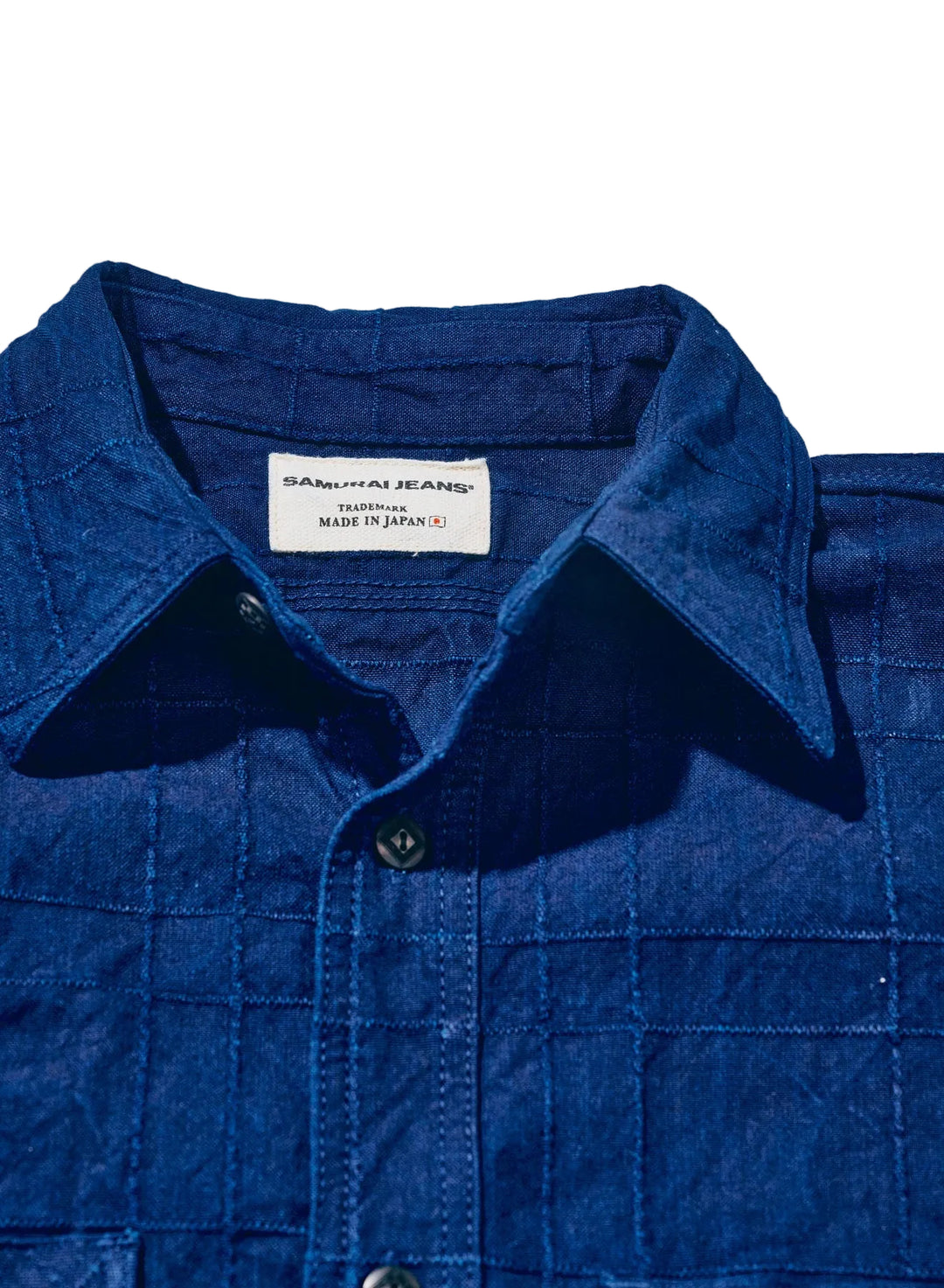 SSS26-ARSW Indigo Sashiko Lattice Dobby Work Shirt - BLUE