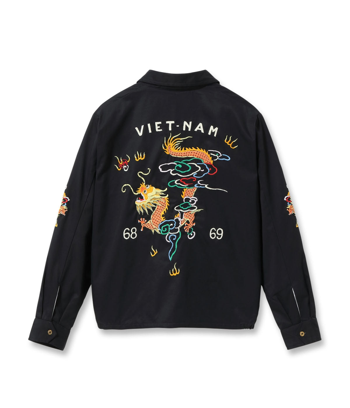 TT15879 Late 1960s Style Cotton Vietnam Jacket “DRAGON” - BLACK