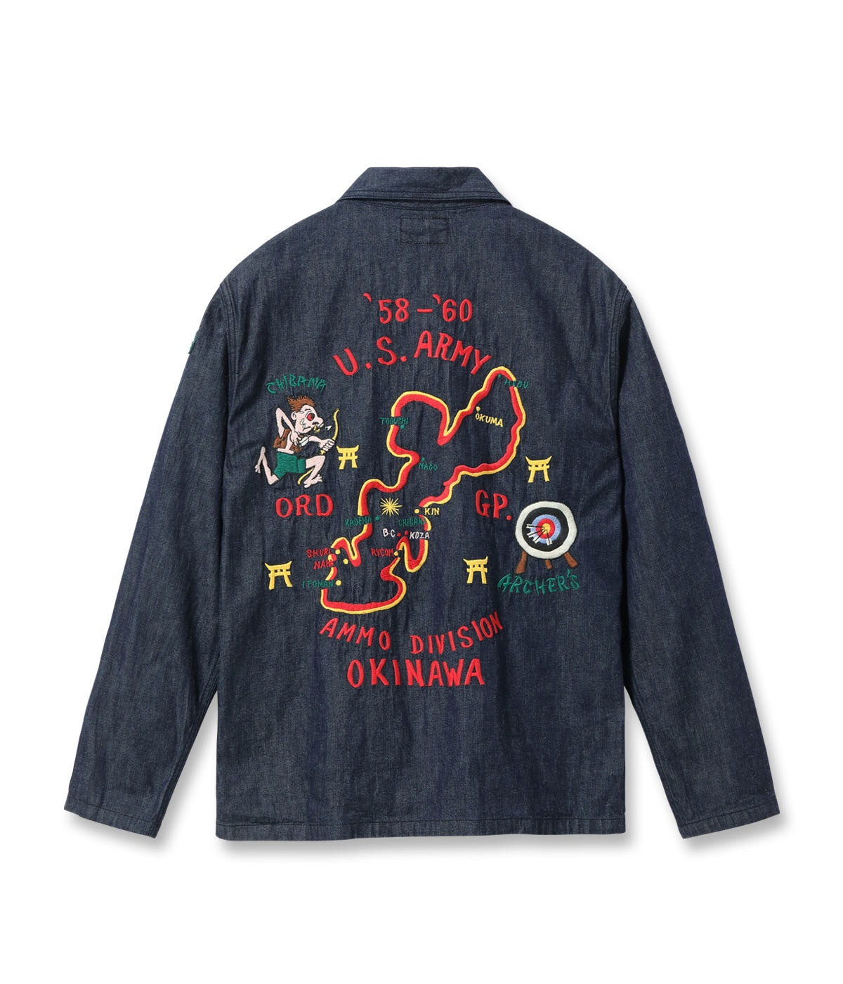 TT15881 Late 1950s Style Blue Denim Okinawa Jumper “CHIBANA ARCHER'S” (ONE WASH) - NAVY