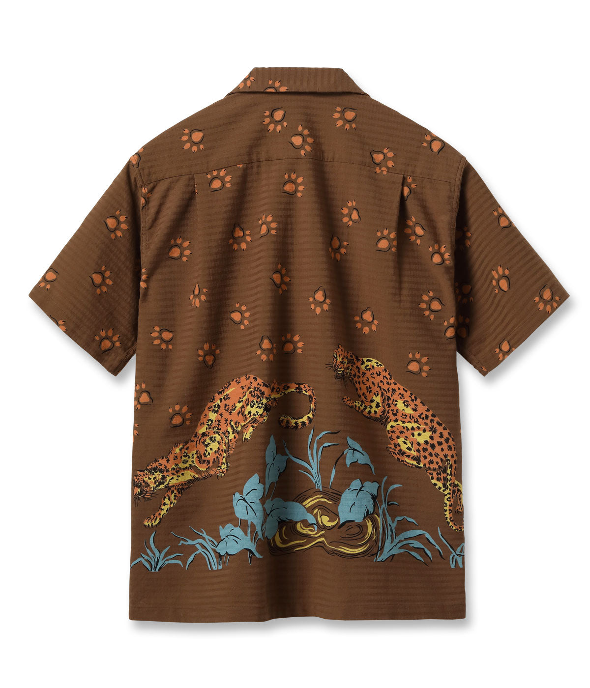 SH39720 DOBBY COTTON OPEN SHIRT LEOPARD - BROWN