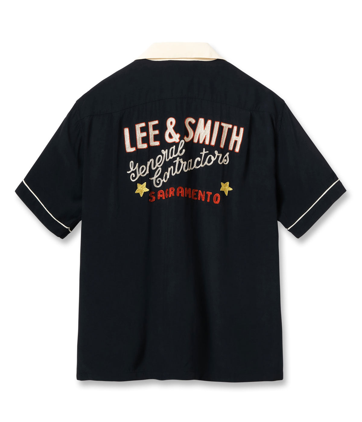 SE39663 RAYON BOWLING SHIRT LEE & SMITH - BLACK