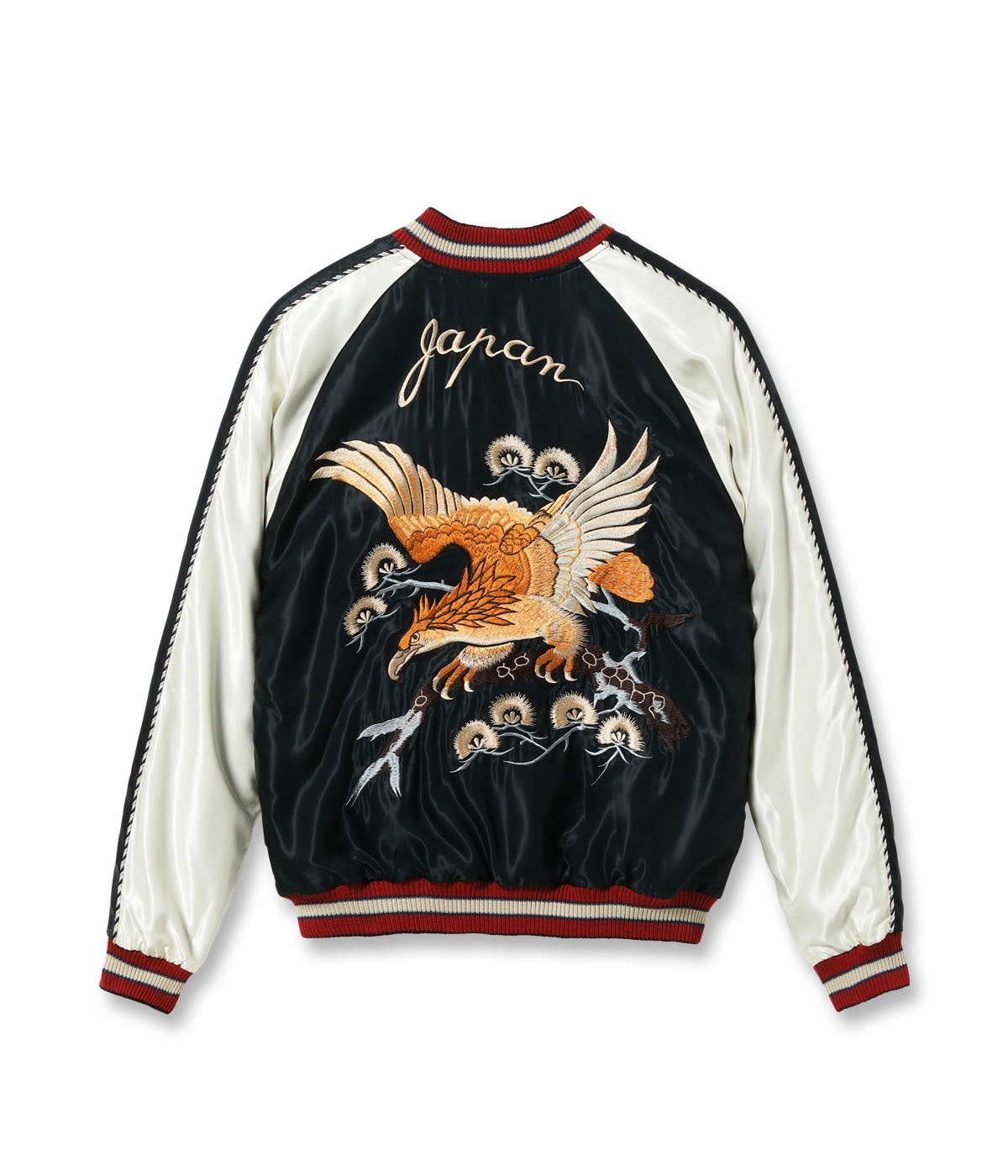 TT15972-119 Early 1950s Style Acetate Souvenir Jacket EAGLE x ROARING TIGER - BLACK/NAVY