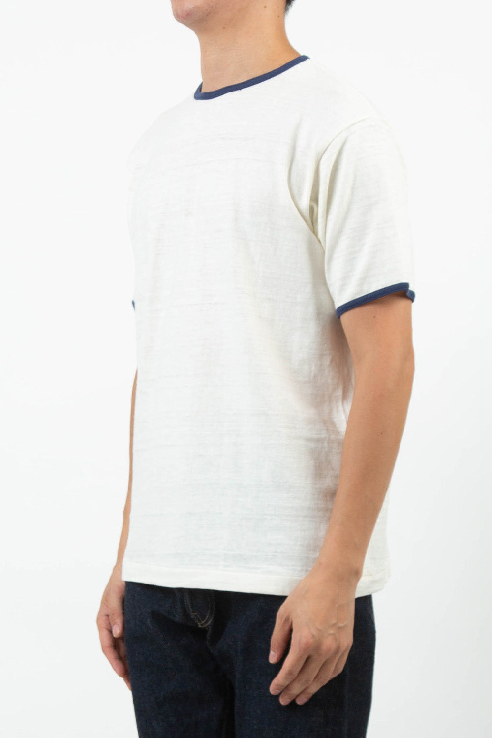 4059 RINGER T PLAIN - CREAM/NAVY