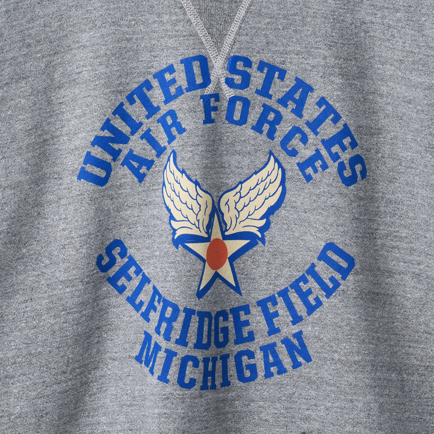 BR69630 SET-IN CREW NECK SWEAT SHIRT U.S.A.F SELFRIDGE FIELD - H.GRAY