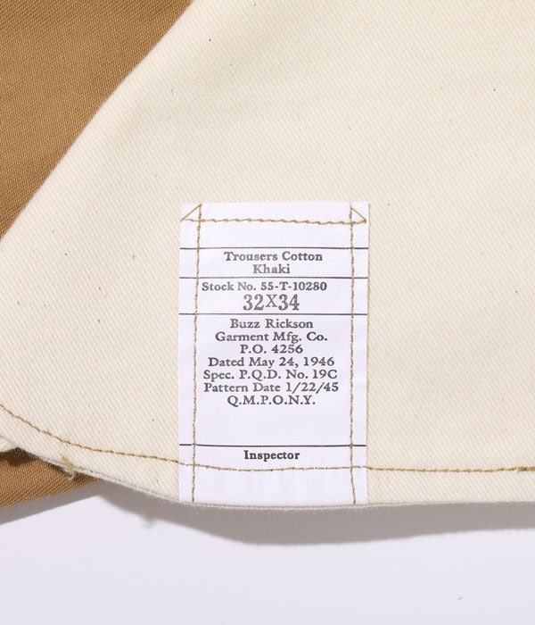 M43035 EARLY MILITARY CHINOS 1945 MODEL - CAMEL