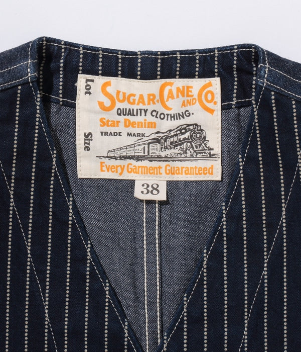 SC12654 9oz. WABASH STRIPE WORK VEST - INDIGO WABASH