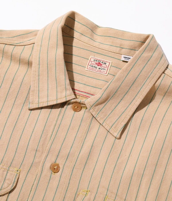 SC28652 COKE STRIPE WORK SHIRT (LONG SLEEVE) - BEIGE