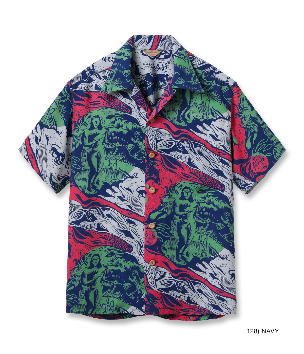 SS39673 SUN SURF SPECIAL EDITION “GAUGUIN WOODCUT MYSTIC” (SHORT SLEEVE) - NAVY