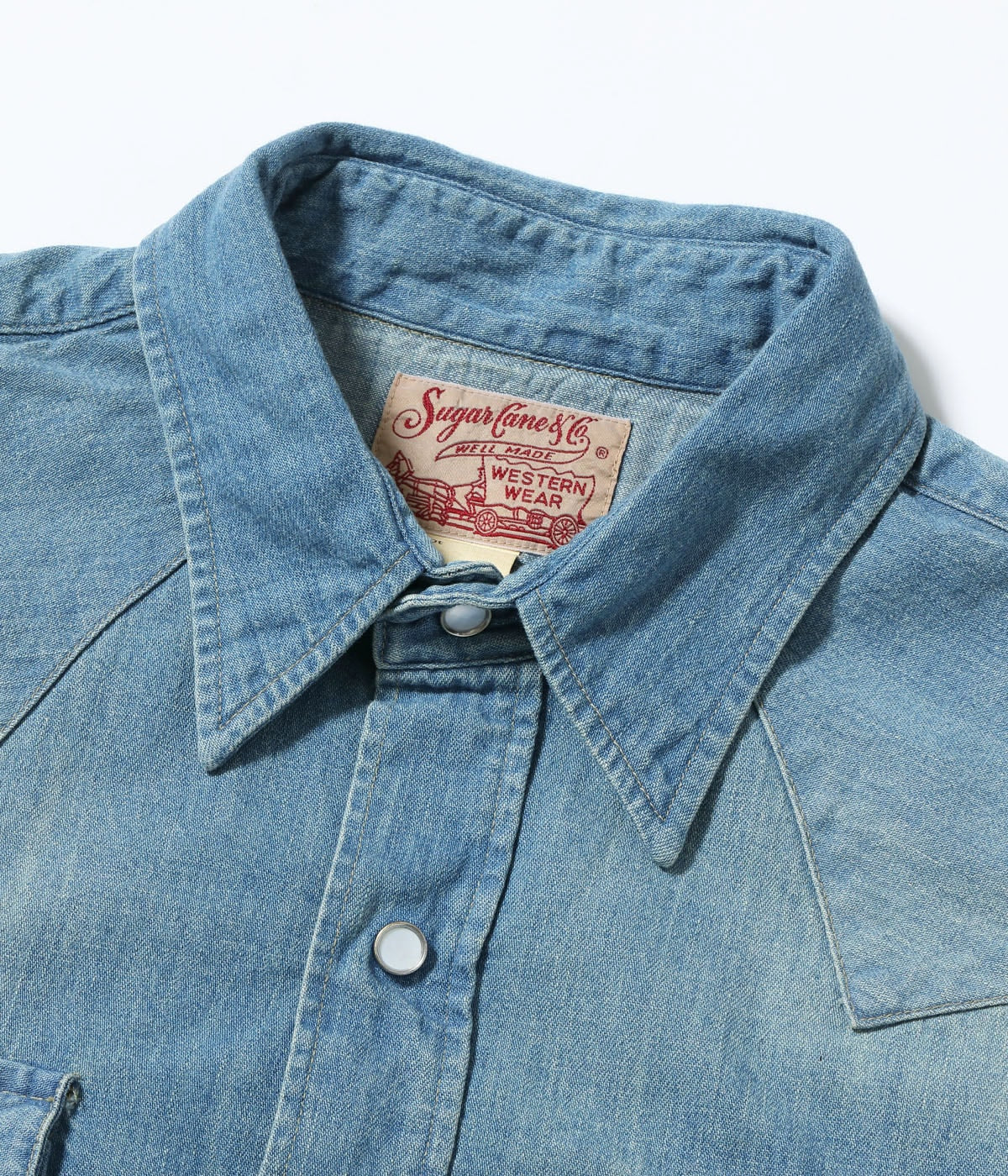 SC29684 BLUE DENIM WESTERN SHIRT AGED MODEL - INDIGO