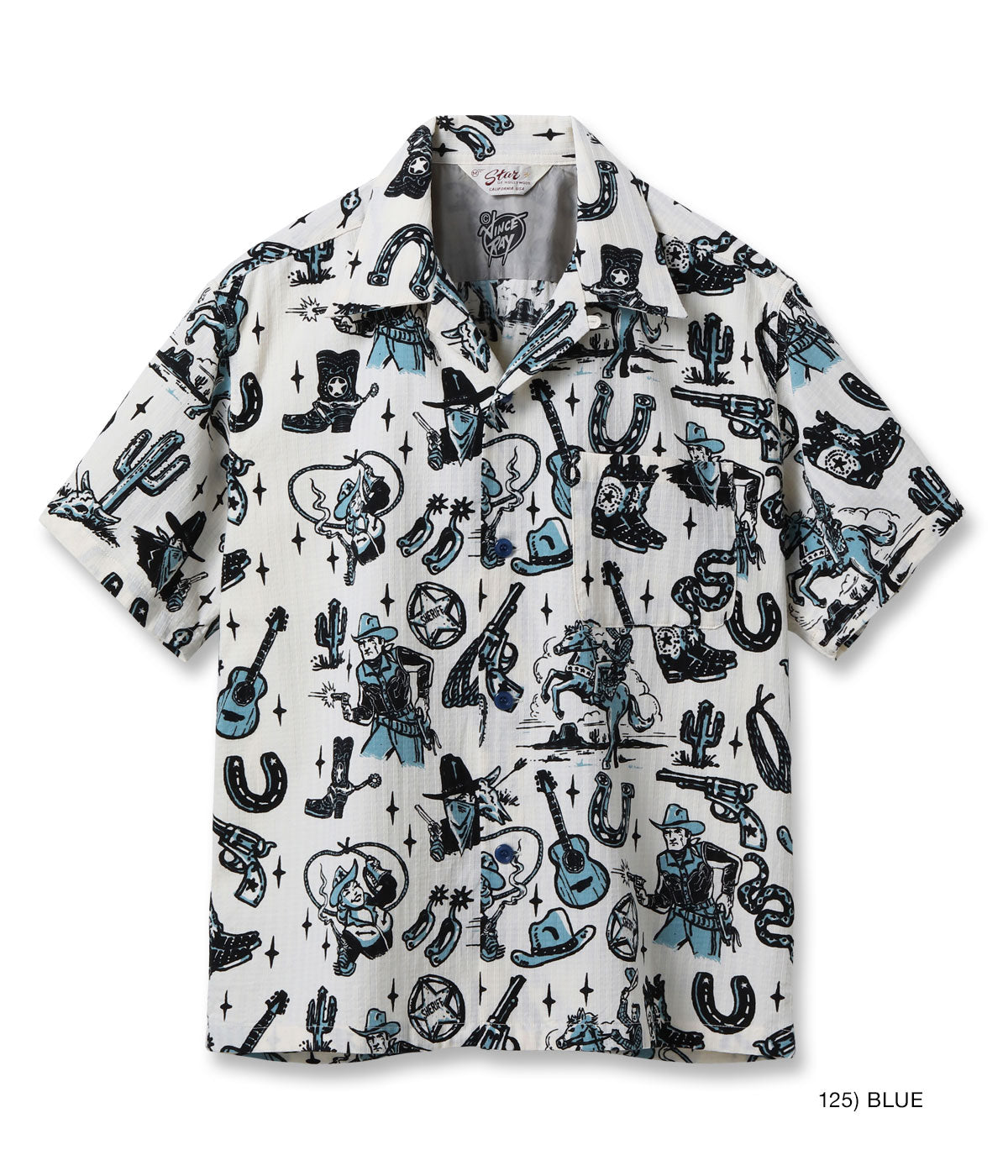 SH39706 DOBBY COTTON OPEN SHIRT “THE WESTERNER” by VINCE RAY - BLUE