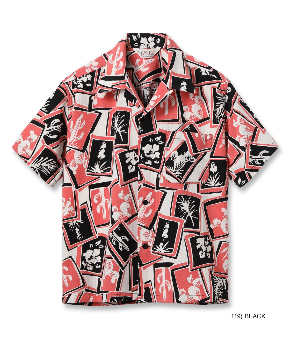 SH39718 DOBBY COTTON OPEN SHIRT “CACTUS” - BLACK