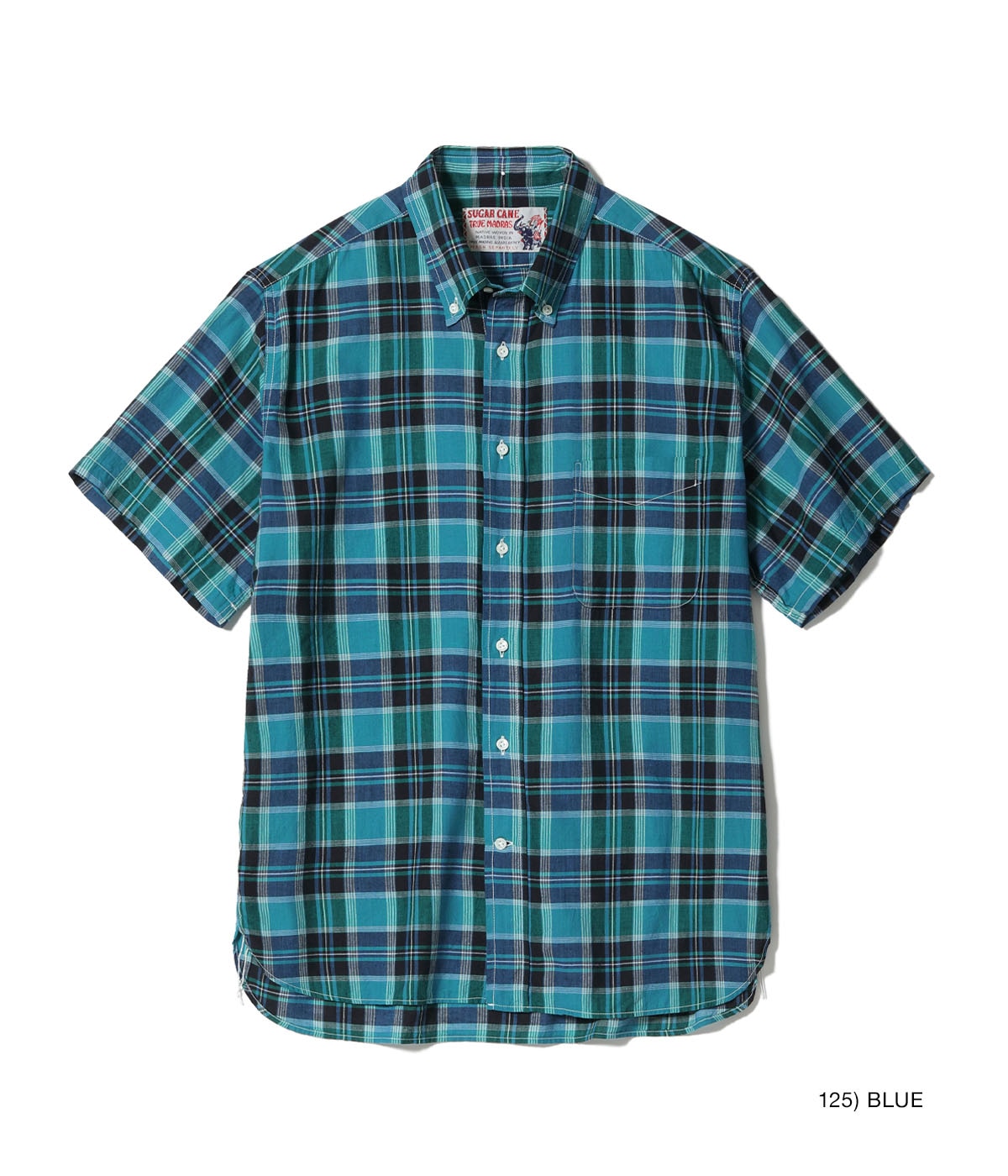 SC39738 MADRAS CHECK BUTTON DOWN SHIRT - BLUE