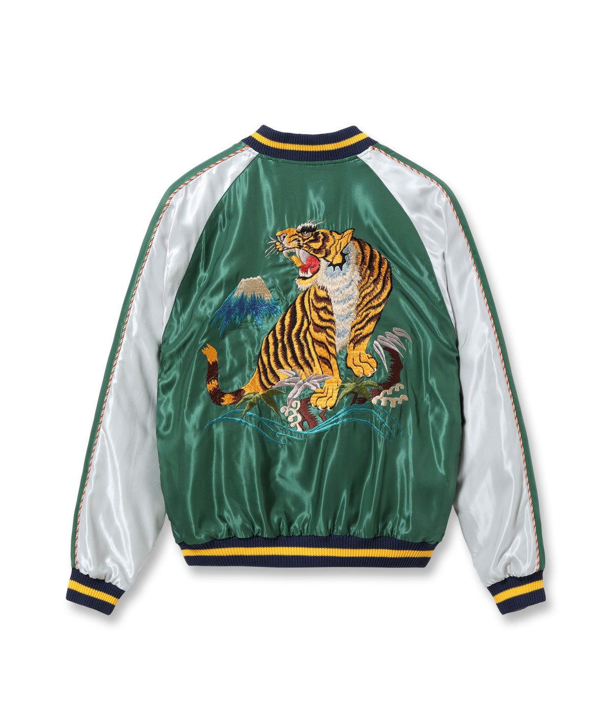 TT15972-119 Early 1950s Style Acetate Souvenir Jacket EAGLE x ROARING TIGER - GREEN/NAVY