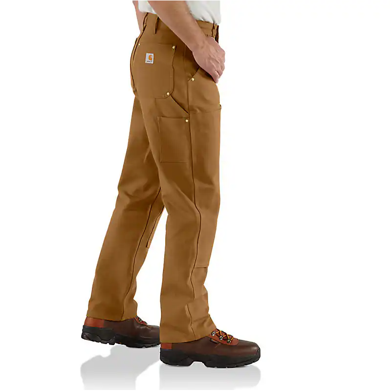 ICONIC BO1 FIRM DUCK DOUBLE-FRONT DUNGAREE WORK PANTS - CARHARTT BROWN