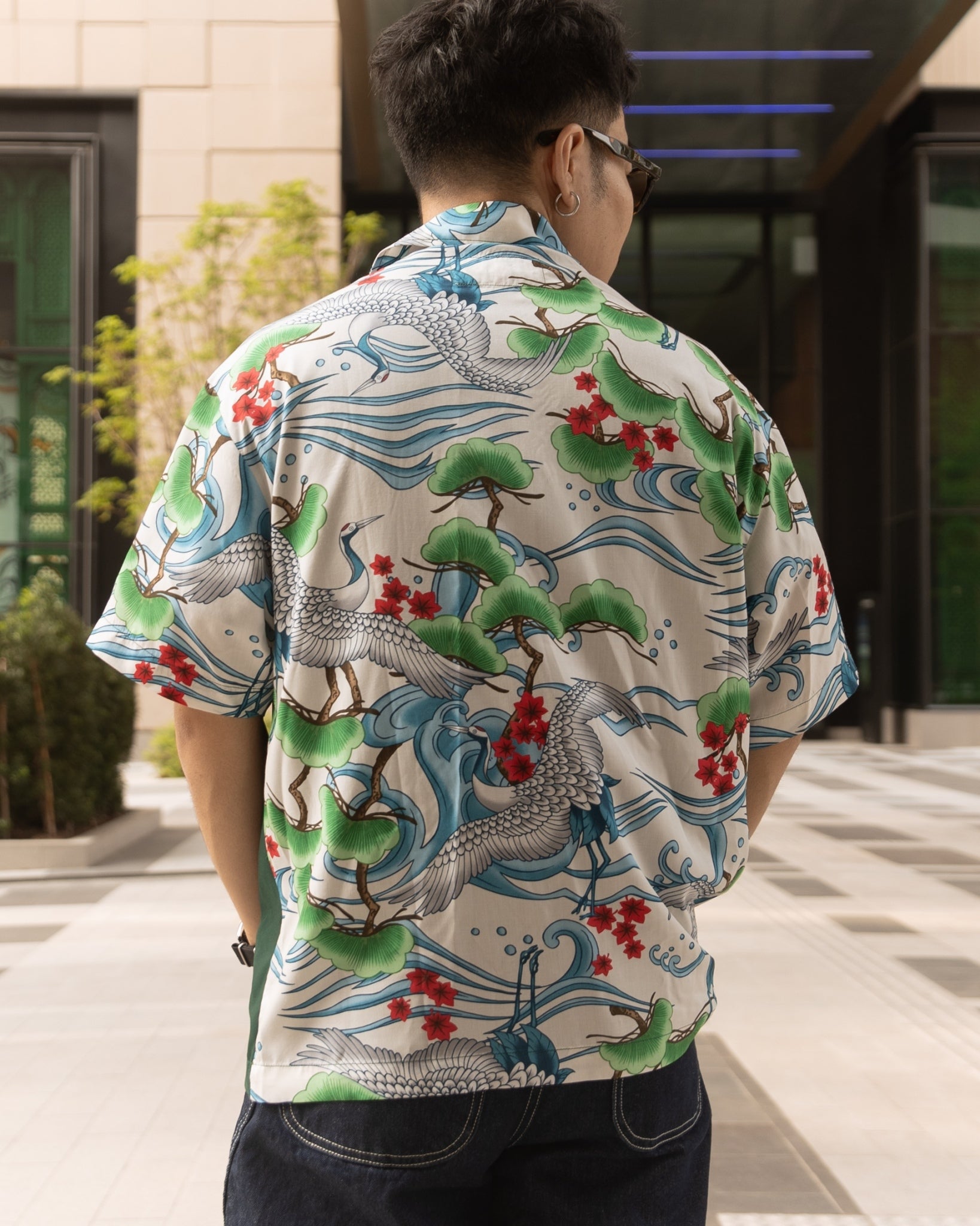 MASH UP ALOHA SHIRT - ECRU CRANE