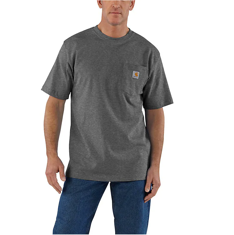 LOOSE FIT HEAVYWEIGHT POCKET TEE S/S - CARBON HEATHER