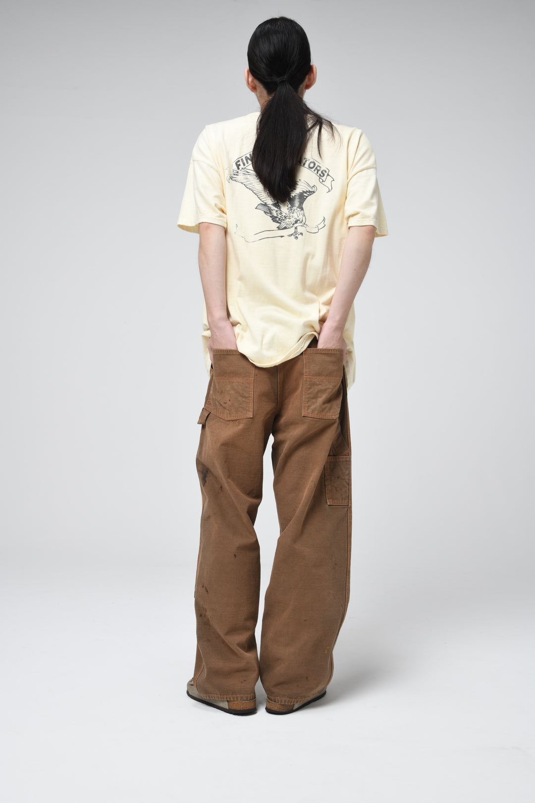 BROWN DUCK DOUBLE KNEE PANTS AGED - BROWN