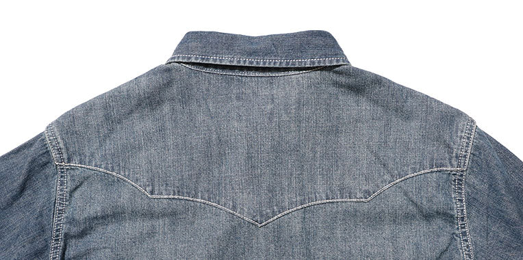 40695 USA COTTON DENIM WESTERN SHIRT - VINTAGE WASH