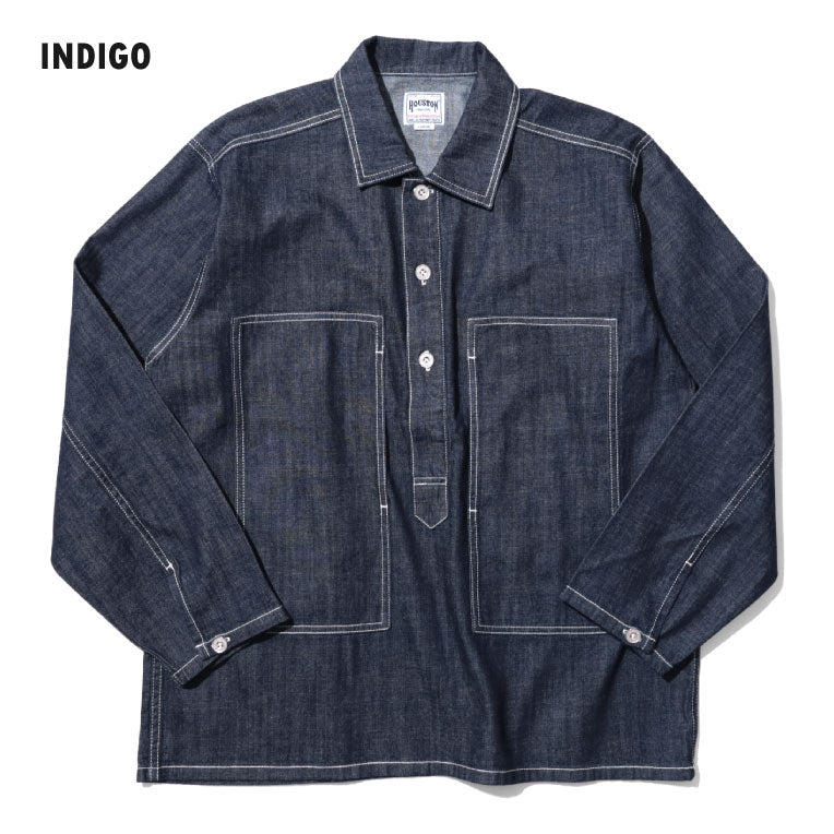 40696 USA COTTON DENIM PULLOVER SHIRT - INDIGO