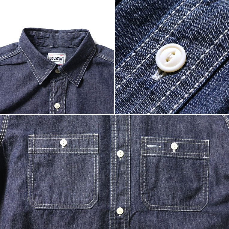 40697 USA COTTON CHAMBRAY WORK SHIRT - INDIGO ONE WASH