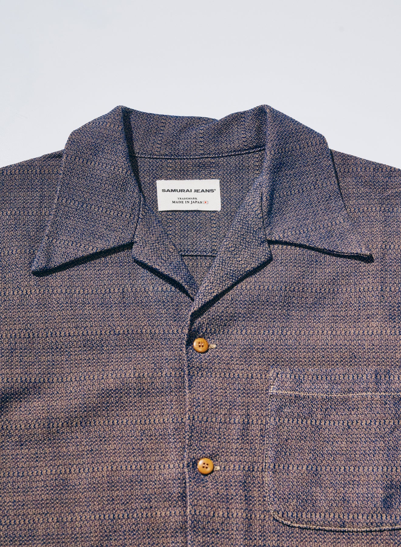 SOS26-KSK Kanoko Aimadara Open Collar Shirt - BROWN