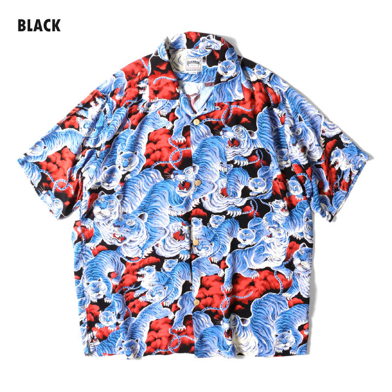 41022 ALOHA SHIRT 100 TIGER - BLACK