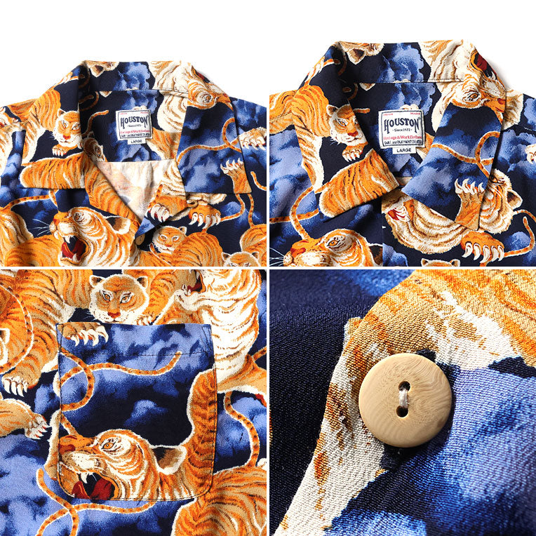 41022 ALOHA SHIRT 100 TIGER - BLACK