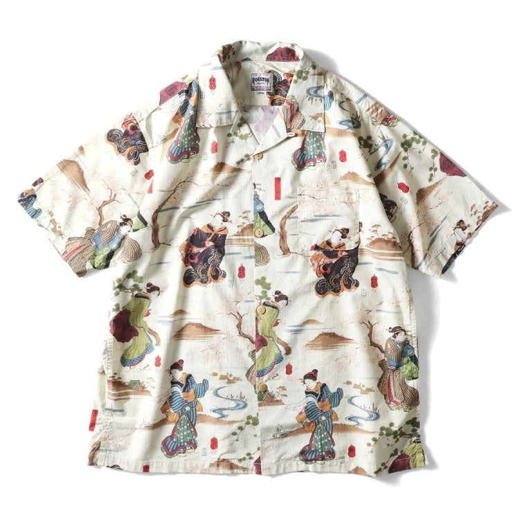 41169 × Utagawa Kuniyoshi COTTON RAYON ALOHA SHIRT (Sumida River Morning Mist) - NATURAL