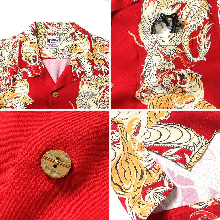 41196 ALOHA SHIRT (Dragon and Tiger) - RED
