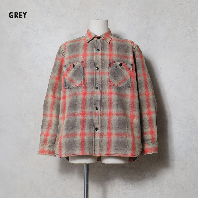 41252VW VINTAGE OMBRE CHECK VIYELLA SHIRT - GREY