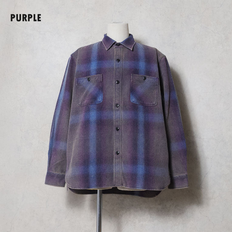 41252VW VINTAGE OMBRE CHECK VIYELLA SHIRT - PURPLE