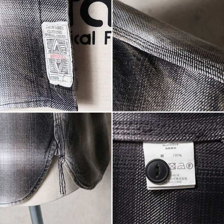 41252VW VINTAGE OMBRE CHECK VIYELLA SHIRT - BLACK
