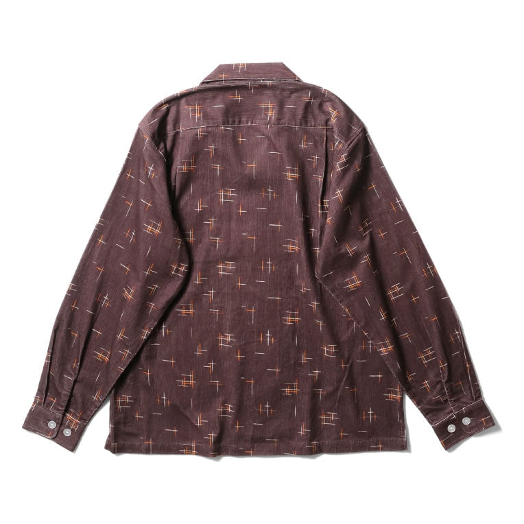 41262 PRINT CORDUROY SHIRT (KASURI) - BROWN