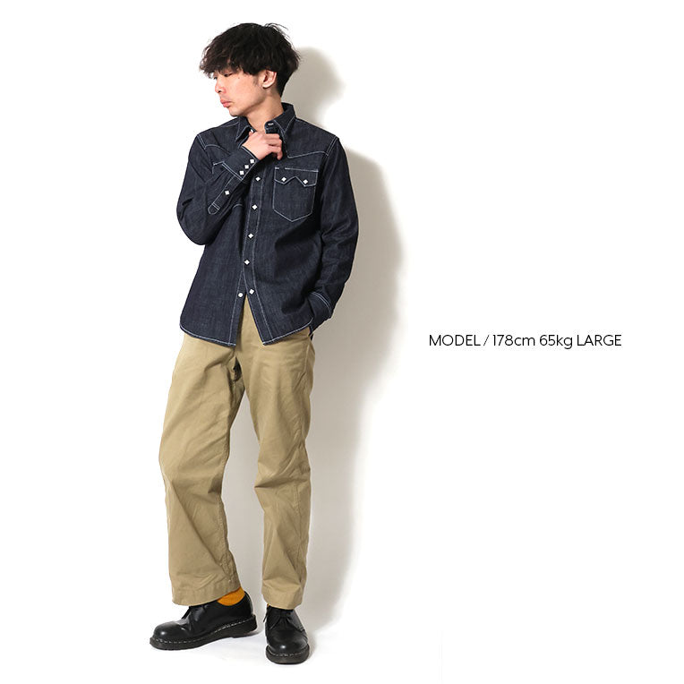 41283 SLUB DENIM WESTERN SHIRT - INDIGO ONE WASH