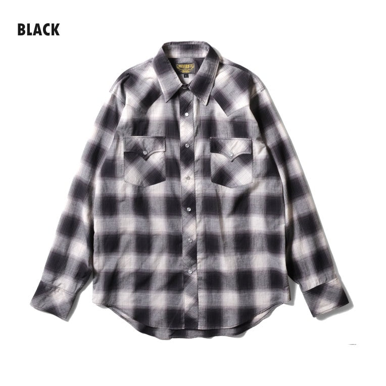 41292 OMBRE CHECK WESTERN SHIRT - BLACK